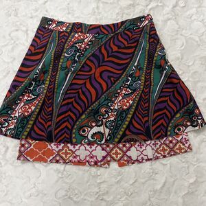 Odille A Line Skirt Womens Size 6 Multicolored 100% Cotton Lined Side Zipper